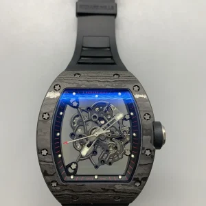 Richard Mille RM011 Replica Watches 50mm Mens Black Dial Rubber Strap 1:1 Clone Watch