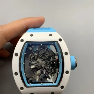 Richard Mille RM011 Replica Watches 50mm Mens Sky Blue Dial Rubber Strap 1:1 Clone Watch