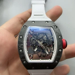 Richard Mille RM011 Replica Watches 50mm Mens Black Dial Rubber Strap 1:1 Clone Watch