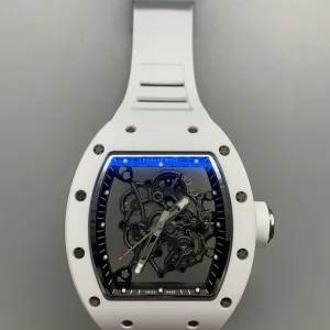 Richard Mille RM011 Replica Watches 50mm Mens White Dial Rubber Strap 1:1 Clone Watch