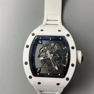 Richard Mille RM011 Replica Watches 45mm Mens White Dial Rubber Strap 1:1 Clone Watch