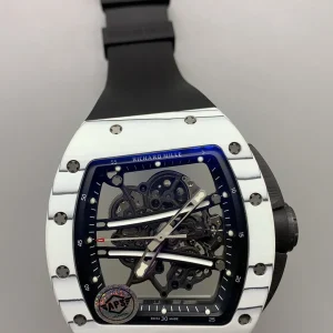 Richard Mille RM011 Replica Watches 50mm Mens White Dial Rubber Strap 1:1 Clone Watch