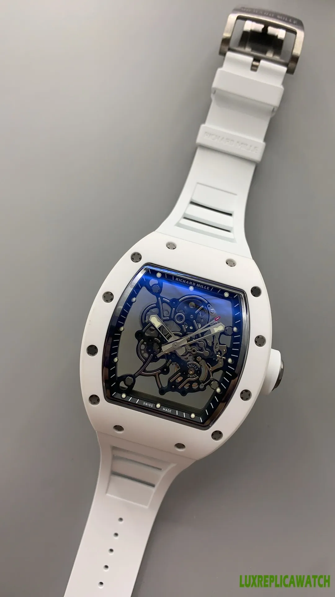 Richard Mille RM 011 Replica Watches 50mm Mens Blue Dial Rubber Strap 1:1 Clone Watch - Image 6