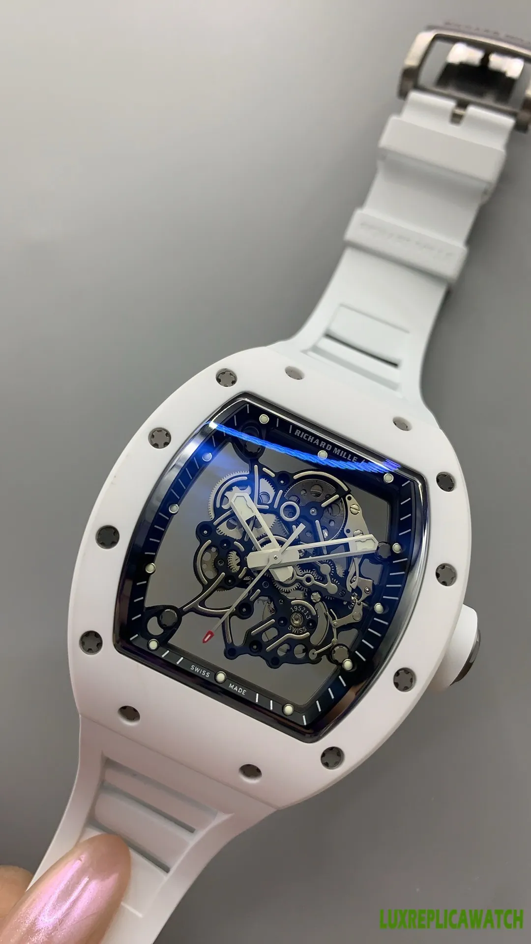 Richard Mille RM 011 Replica Watches 50mm Mens Blue Dial Rubber Strap 1:1 Clone Watch - Image 8
