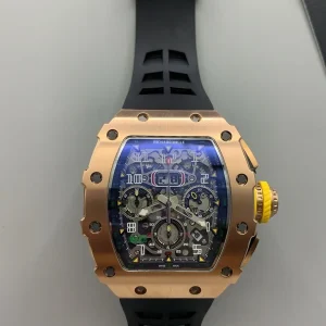 Richard Mille RM11-03 Replica Watches 50mm Mens Black Dial Rubber Strap 1:1 Clone Watch
