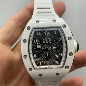 Richard Mille RM11-03 Replica Watches 50mm Mens White Dial Rubber Strap 1:1 Clone Watch