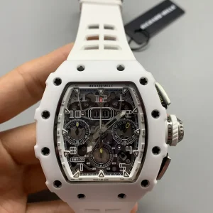 Richard Mille RM11-03 Replica Watches 45mm Mens White Dial Rubber Strap 1:1 Clone Watch