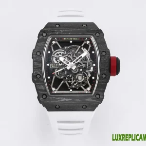 Richard Mille RM 35-01 Replica Watches 45mm Mens Black Dial Rubber Strap 1:1 Clone Watch