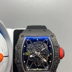 Richard Mille RM35-01 Replica Watches 50mm Mens Black Dial Rubber Strap 1:1 Clone Watch