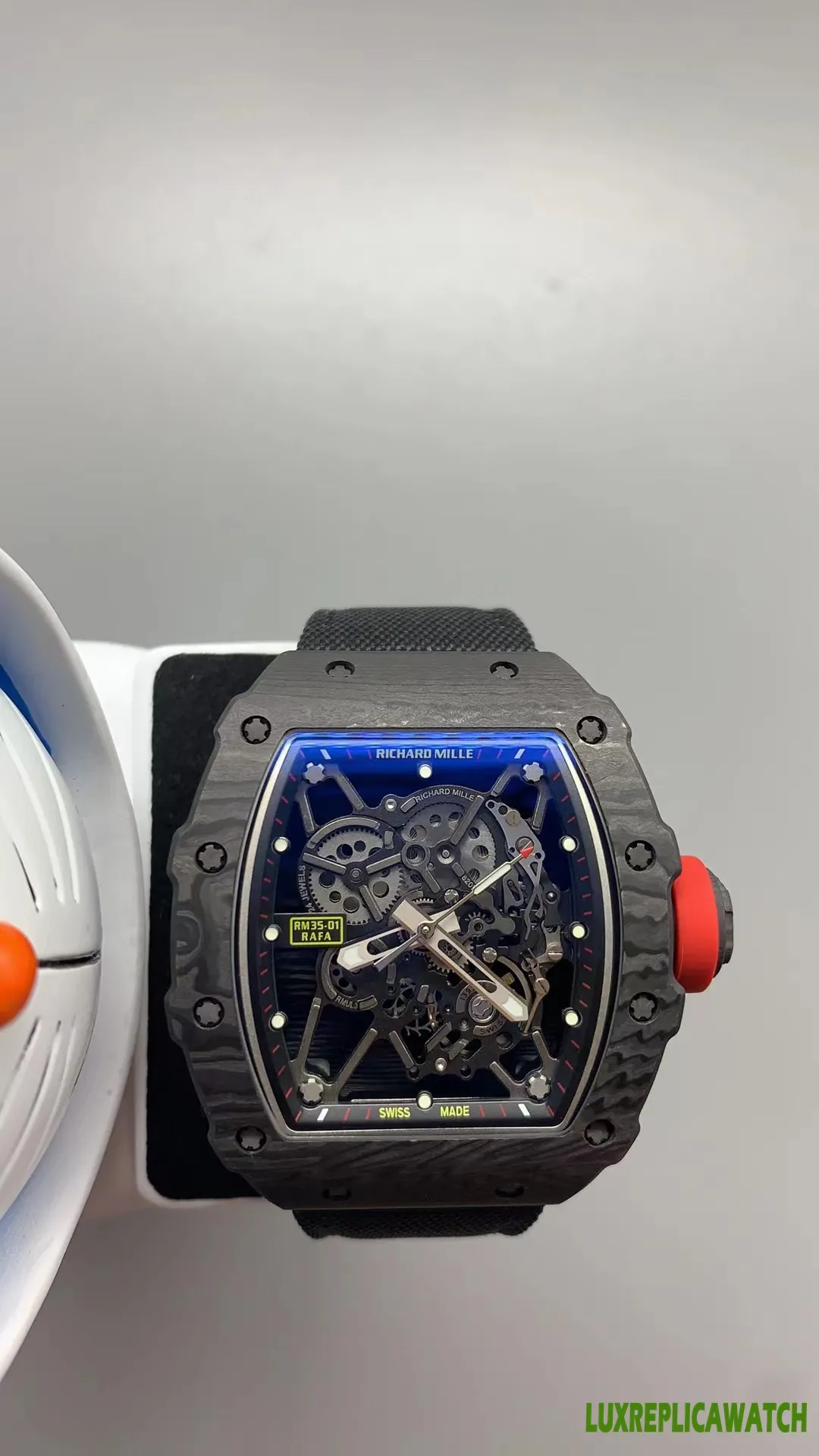 Richard Mille RM35-01 Replica Watches 50mm Mens Black Dial Rubber Strap 1:1 Clone Watch