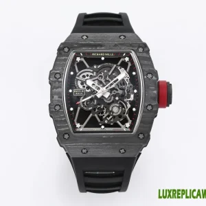 Richard Mille RM35-01 Replica Watches 45mm Mens Black Dial Rubber Strap 1:1 Clone Watch