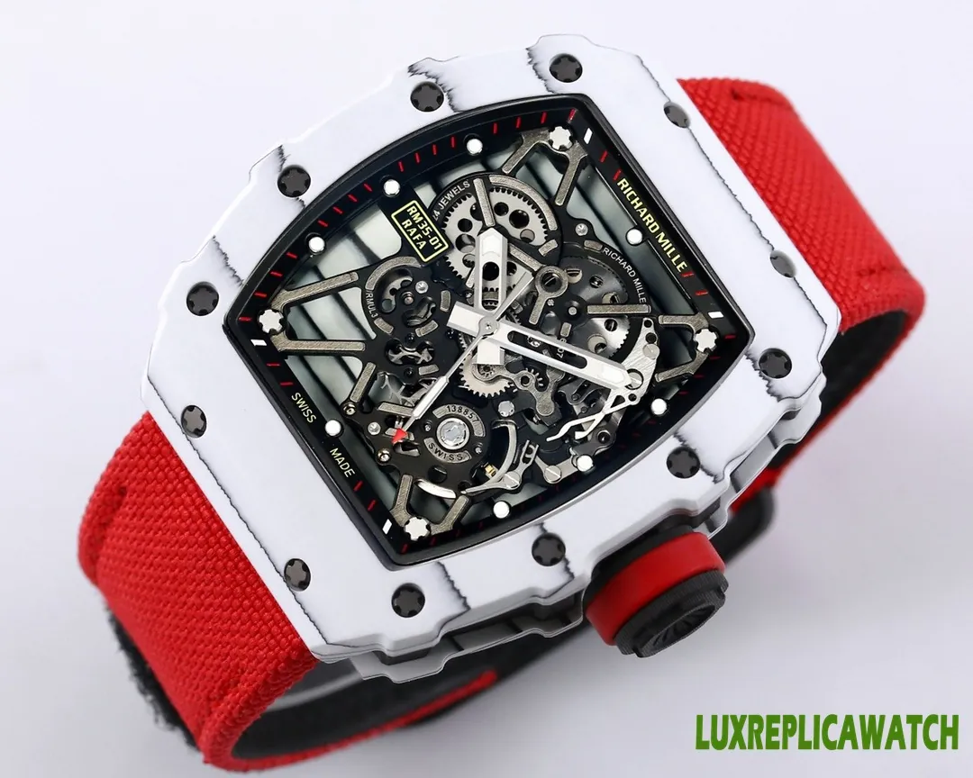 Richard Mille RM35-01 Replica Watches 45mm Mens Black Dial Rubber Strap 1:1 Clone Watch - Image 3