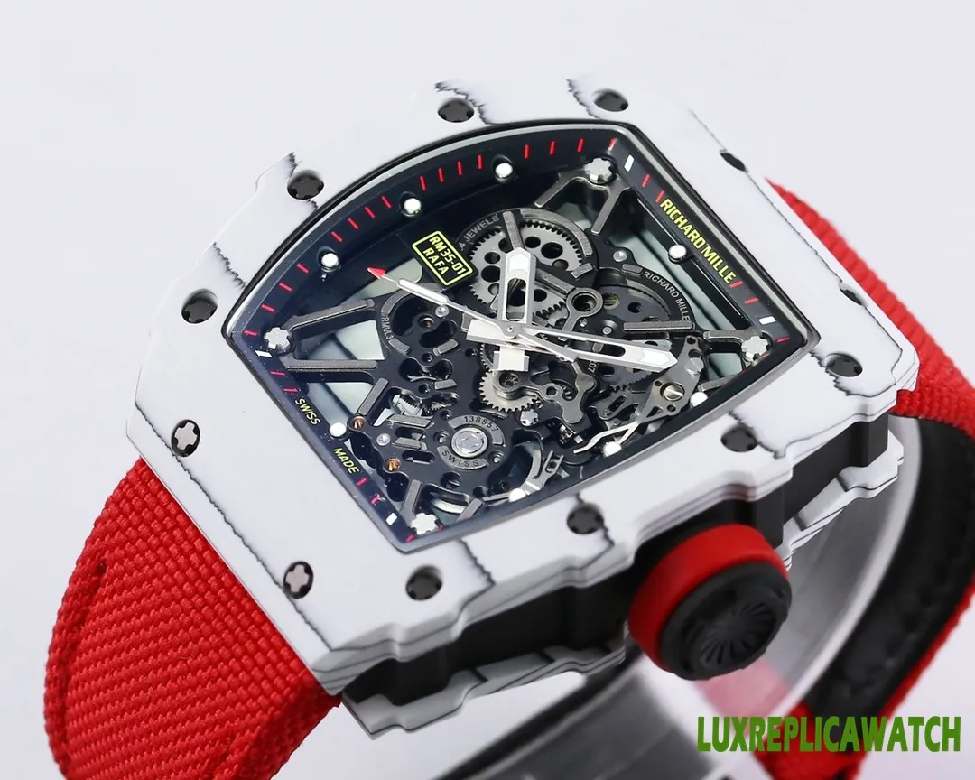 Richard Mille RM35-01 Replica Watches 45mm Mens Black Dial Rubber Strap 1:1 Clone Watch - Image 4