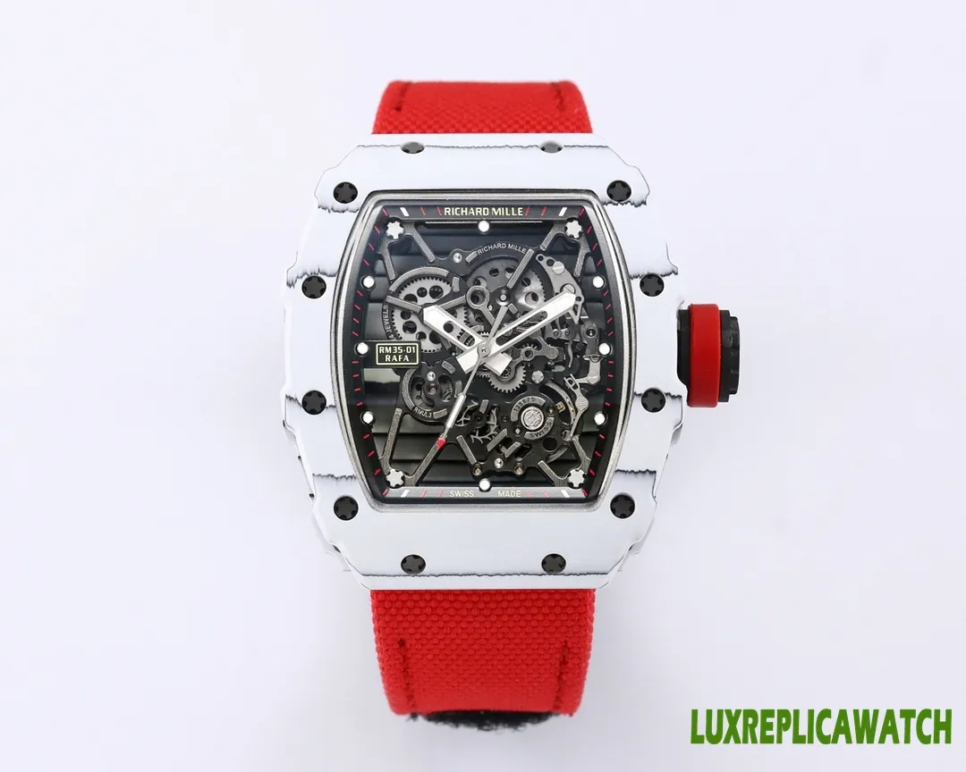 Richard Mille RM35-01 Replica Watches 45mm Mens Black Dial Rubber Strap 1:1 Clone Watch