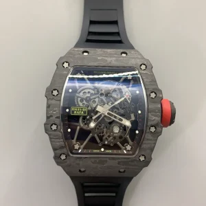 Richard Mille RM35-01 Rafa Replica Watches 48mm Mens Black Dial Rubber Strap 1:1 Clone Watch
