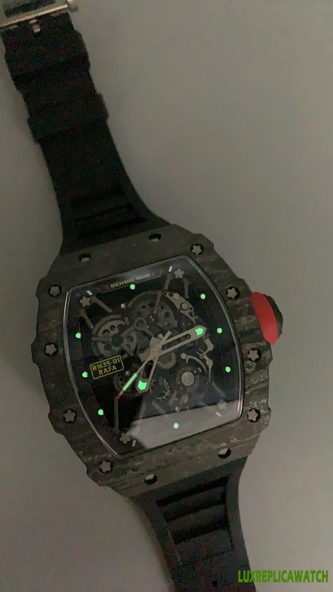 Richard Mille RM35-01 Rafa Replica Watches 45mm Mens Black Dial Rubber Strap 1:1 Clone Watch - Image 3