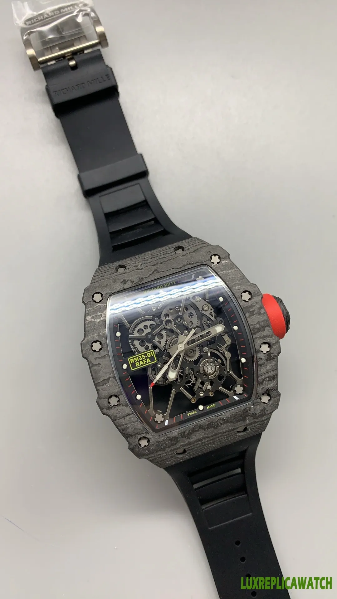 Richard Mille RM35-01 Rafa Replica Watches 45mm Mens Black Dial Rubber Strap 1:1 Clone Watch - Image 4