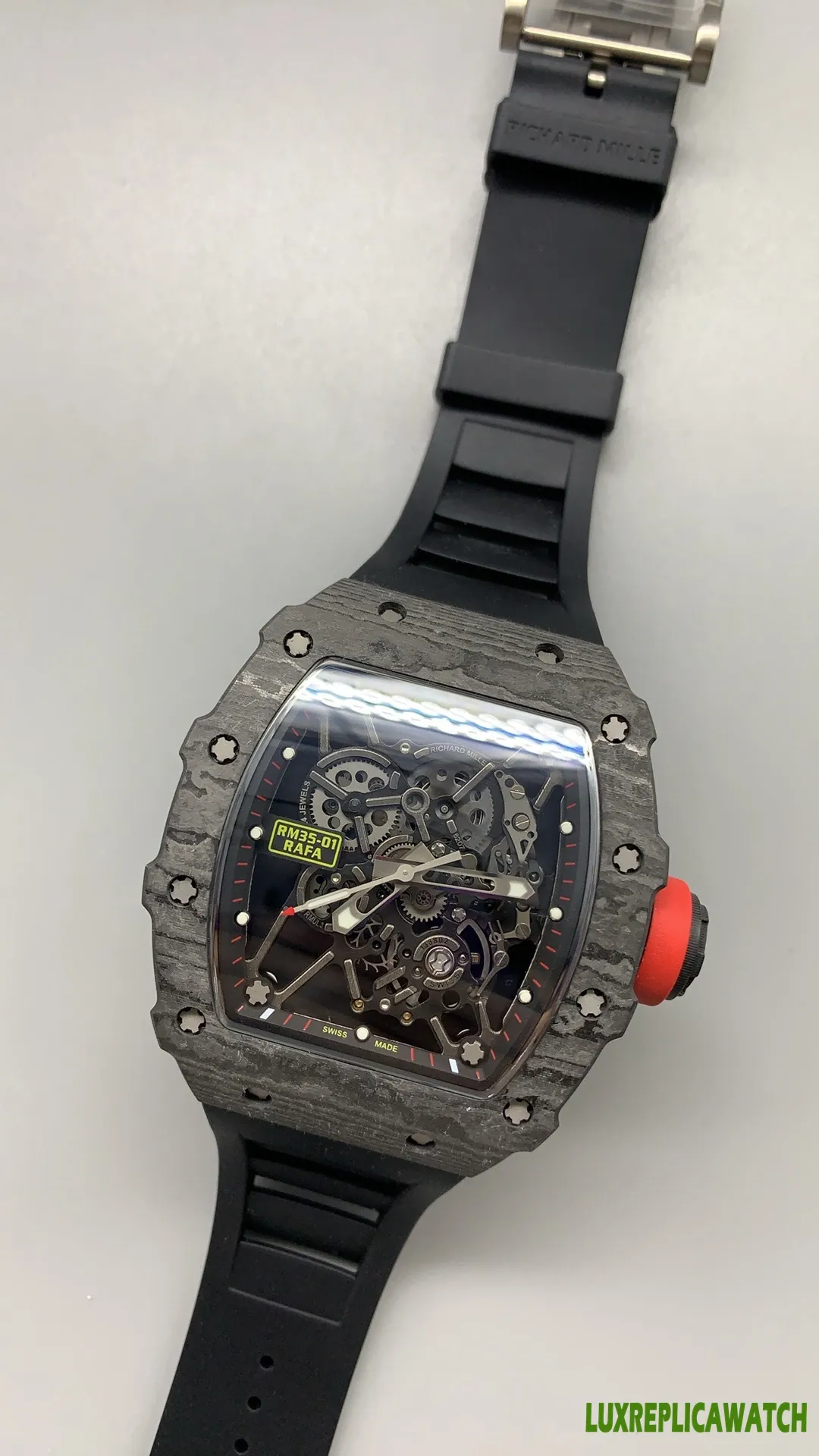 Richard Mille RM35-01 Rafa Replica Watches 45mm Mens Black Dial Rubber Strap 1:1 Clone Watch - Image 5