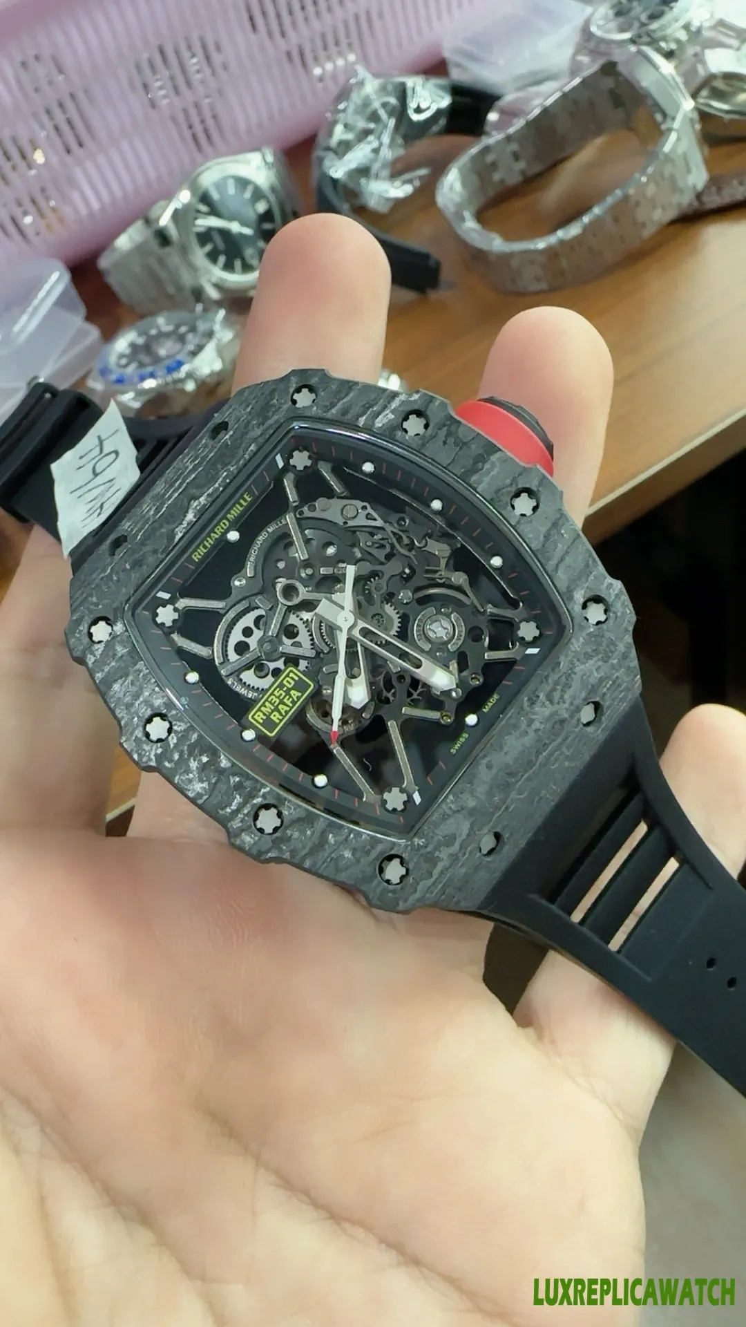 Richard Mille RM35-01 Rafa Replica Watches 45mm Mens Black Dial Rubber Strap 1:1 Clone Watch - Image 7