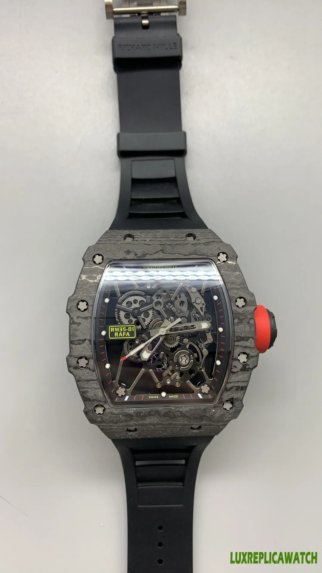 Richard Mille RM35-01 Rafa Replica Watches 45mm Mens Black Dial Rubber Strap 1:1 Clone Watch