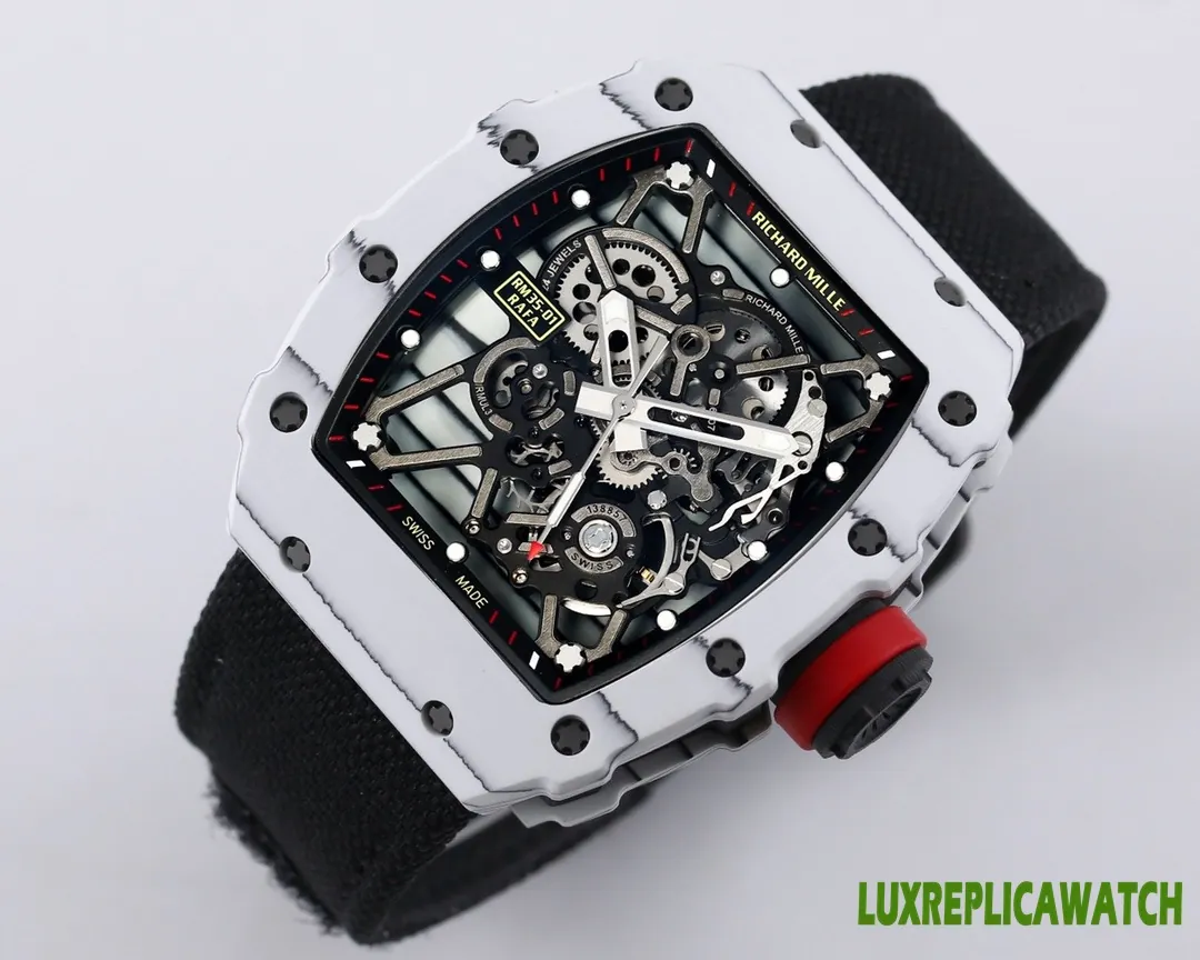 Richard Mille RM35-01 Replica Watches 45mm Mens Black Dial Rubber Strap 1:1 Clone Watch - Image 3