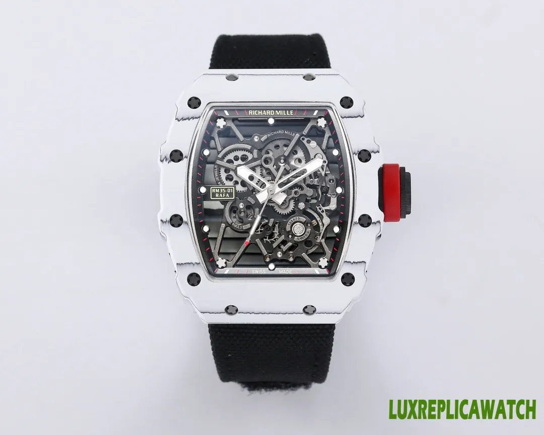 Richard Mille RM35-01 Replica Watches 45mm Mens Black Dial Rubber Strap 1:1 Clone Watch