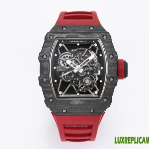 Richard Mille RM35-01 Replica Watches 50mm Mens Black Dial Rubber Strap 1:1 Clone Watch
