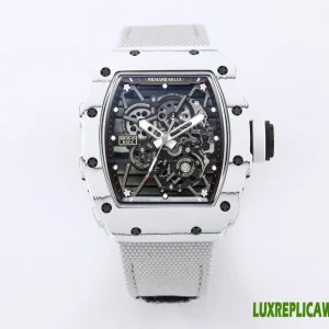 Richard Mille RM35-01 Replica Watches 50mm Mens Black Dial Rubber Strap 1:1 Clone Watch