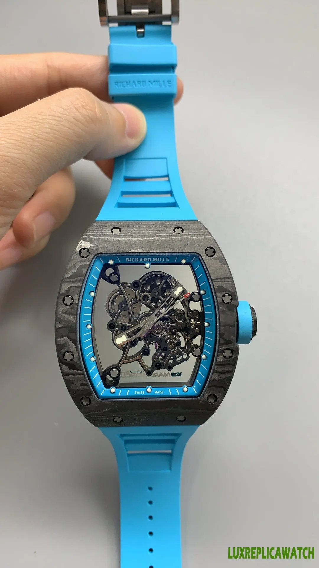 Richard Mille RM 35-02 Replica Watches 50mm Mens Skeleton Dial Rubber Strap 1:1 Clone Watch