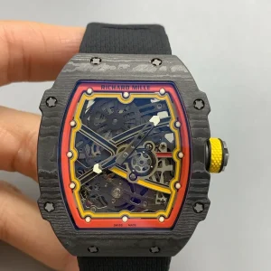 Richard Mille RM35-02 Replica Watches 50mm Mens Orange Dial Rubber Strap 1:1 Clone Watch