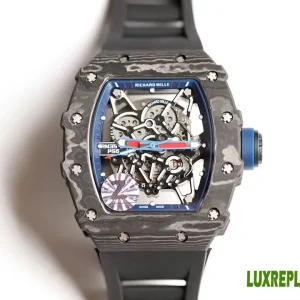 Richard Mille RM35-02 Replica Watches 48mm Mens Blue Dial Rubber Strap 1:1 Clone Watch