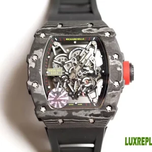 Richard Mille RM35-02 Replica Watches 48mm Mens Skeleton Dial Rubber Strap 1:1 Clone Watch