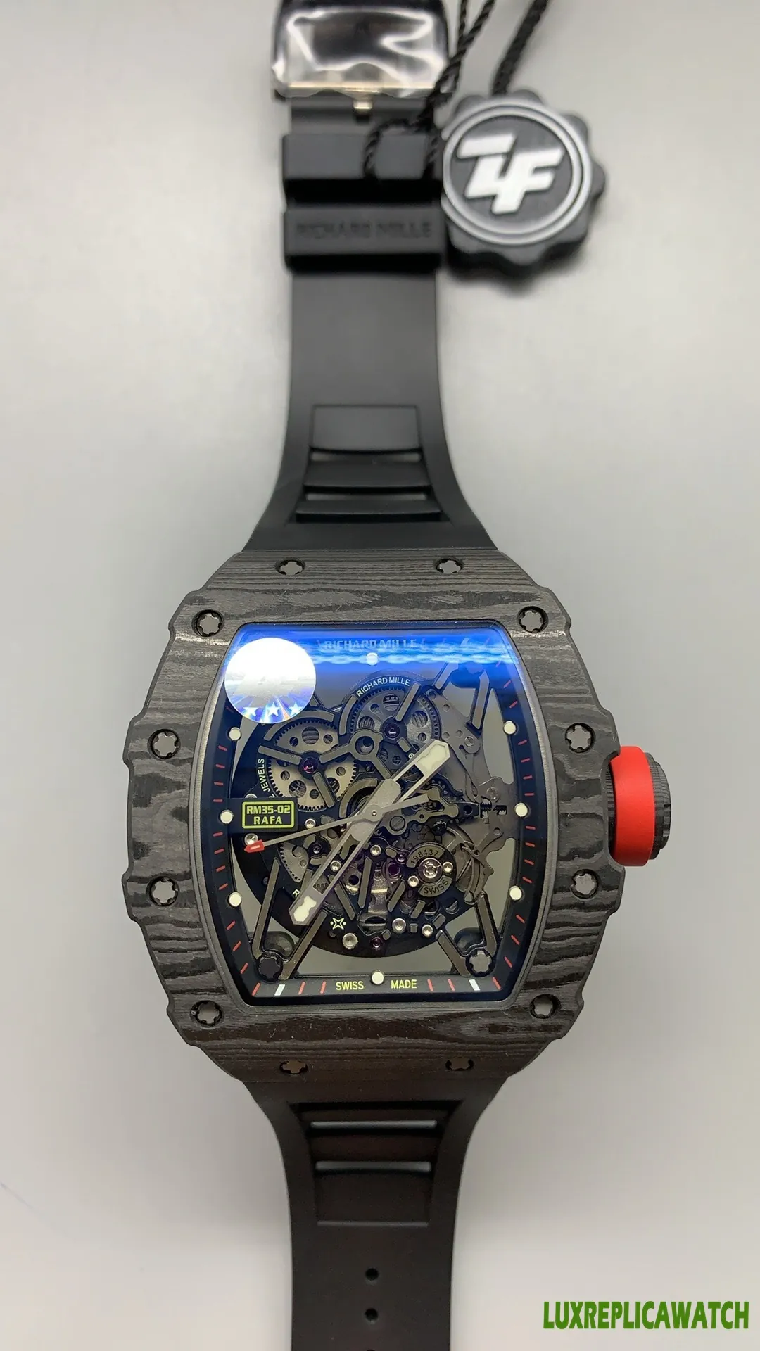 Richard Mille RM 35-02 Replica Watches 45mm Mens Blue Dial Rubber Strap 1:1 Clone Watch