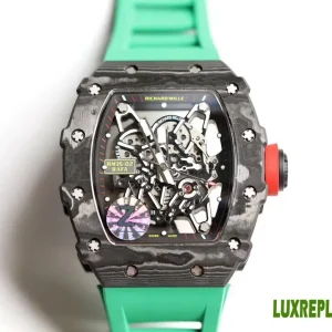 Richard Mille RM35-02 Replica Watches 48mm Mens Black Dial Rubber Strap 1:1 Clone Watch
