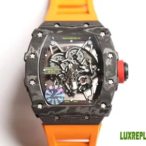 Richard Mille RM35-02 Replica Watches 48mm Mens Skeleton Dial Rubber Strap 1:1 Clone Watch