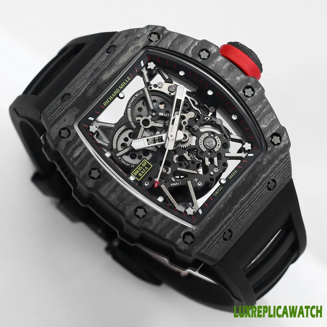 Richard Mille RM35-02 Rafa Replica Watches 45mm Mens Black Dial Rubber Strap 1:1 Clone Watch - Image 2
