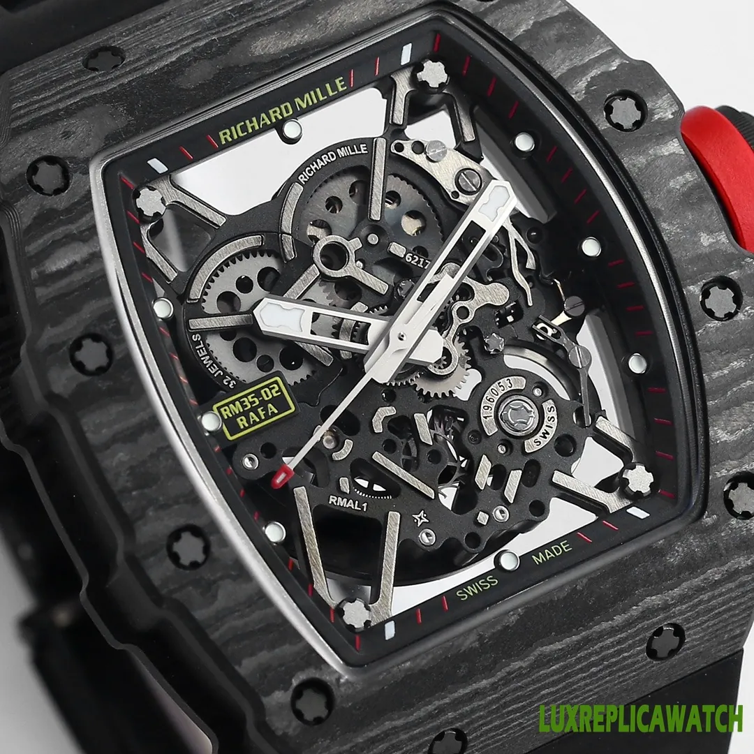 Richard Mille RM35-02 Rafa Replica Watches 45mm Mens Black Dial Rubber Strap 1:1 Clone Watch - Image 5