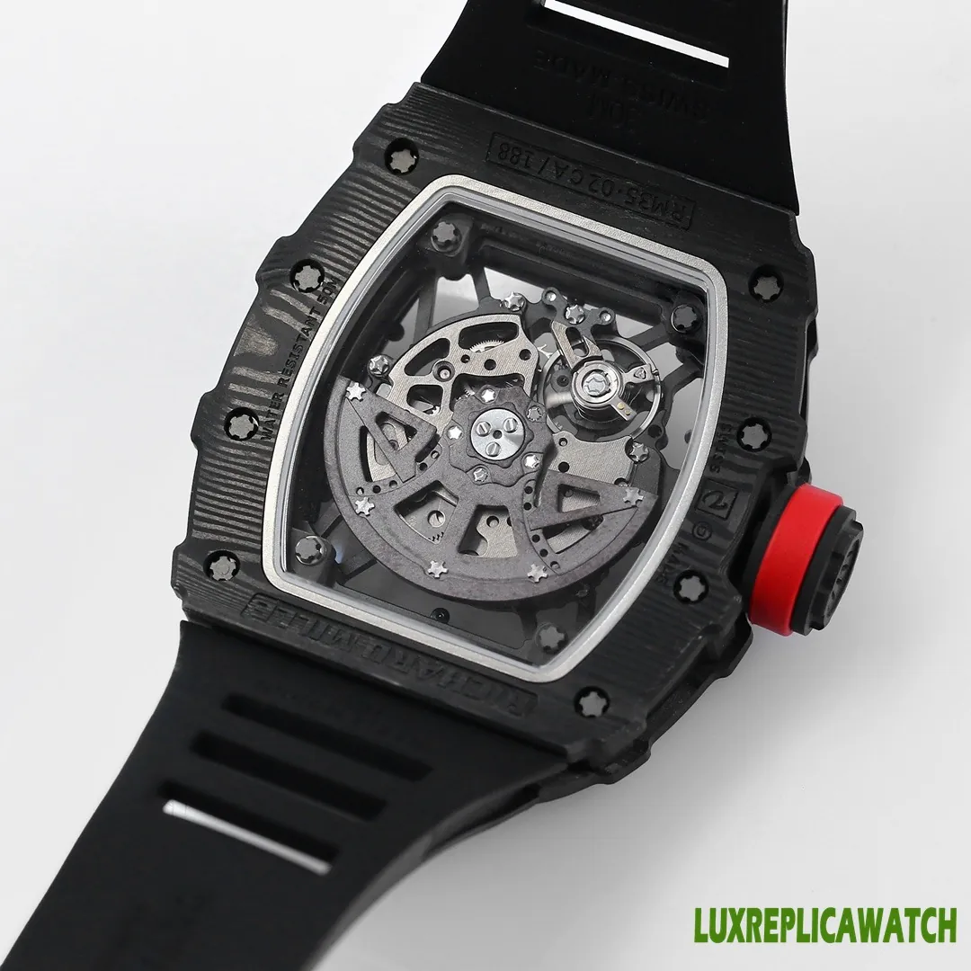 Richard Mille RM35-02 Rafa Replica Watches 45mm Mens Black Dial Rubber Strap 1:1 Clone Watch - Image 8