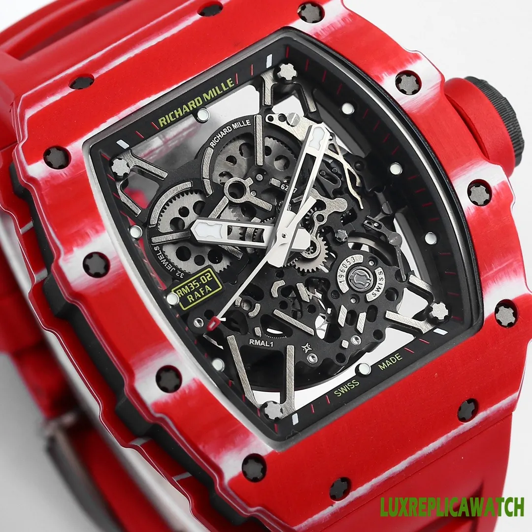Richard Mille RM35-02 Replica Watches 50mm Mens Black Dial Rubber Strap 1:1 Clone Watch - Image 5