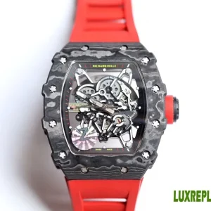Richard Mille RM35-02 Replica Watches 48mm Mens Skeleton Dial Rubber Strap 1:1 Clone Watch