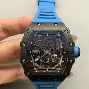 Richard Mille RM35-02 Rafael Nadal Replica Watches 50mm Mens Black Dial Rubber Strap 1:1 Clone Watch