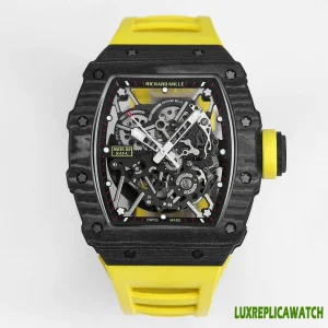 Richard Mille RM35-02 Replica Watches 48mm Mens Skeleton Dial Rubber Strap 1:1 Clone Watch