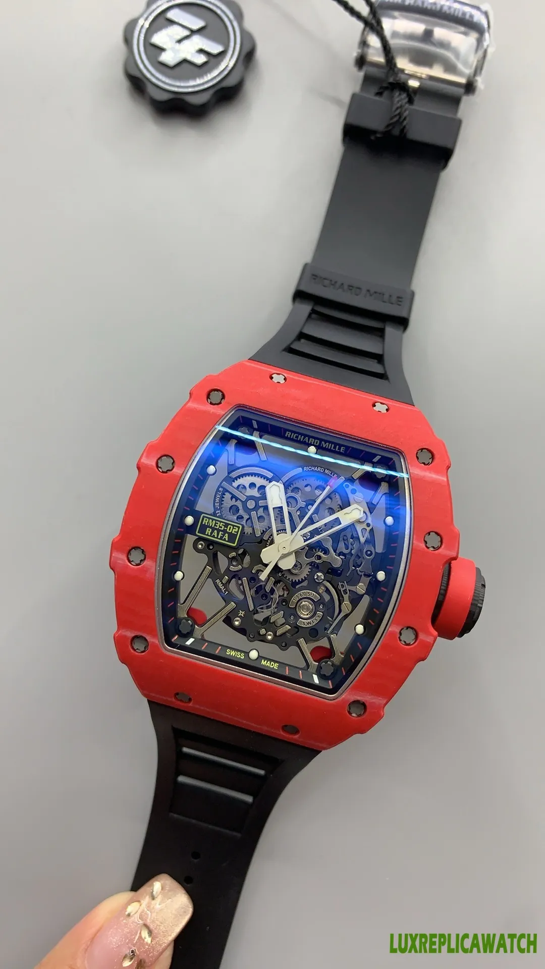 Richard Mille RM35-02 Rafa Replica Watches 50mm Mens Blue Dial Rubber Strap 1:1 Clone Watch - Image 4