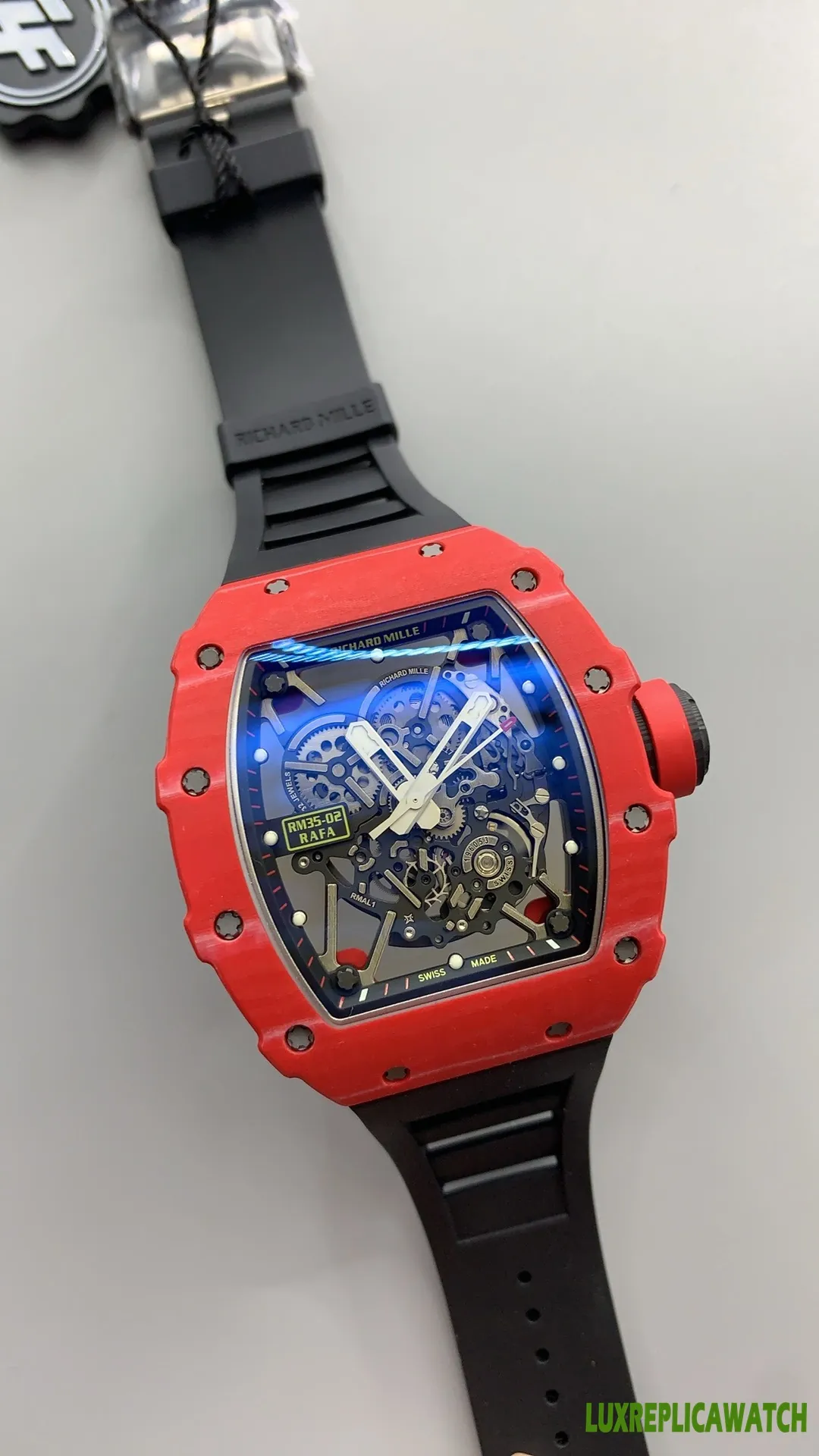 Richard Mille RM35-02 Rafa Replica Watches 50mm Mens Blue Dial Rubber Strap 1:1 Clone Watch - Image 5