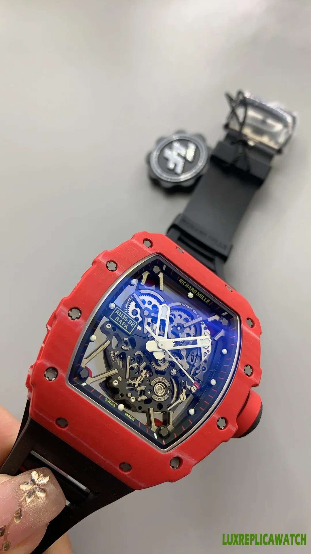 Richard Mille RM35-02 Rafa Replica Watches 50mm Mens Blue Dial Rubber Strap 1:1 Clone Watch - Image 6