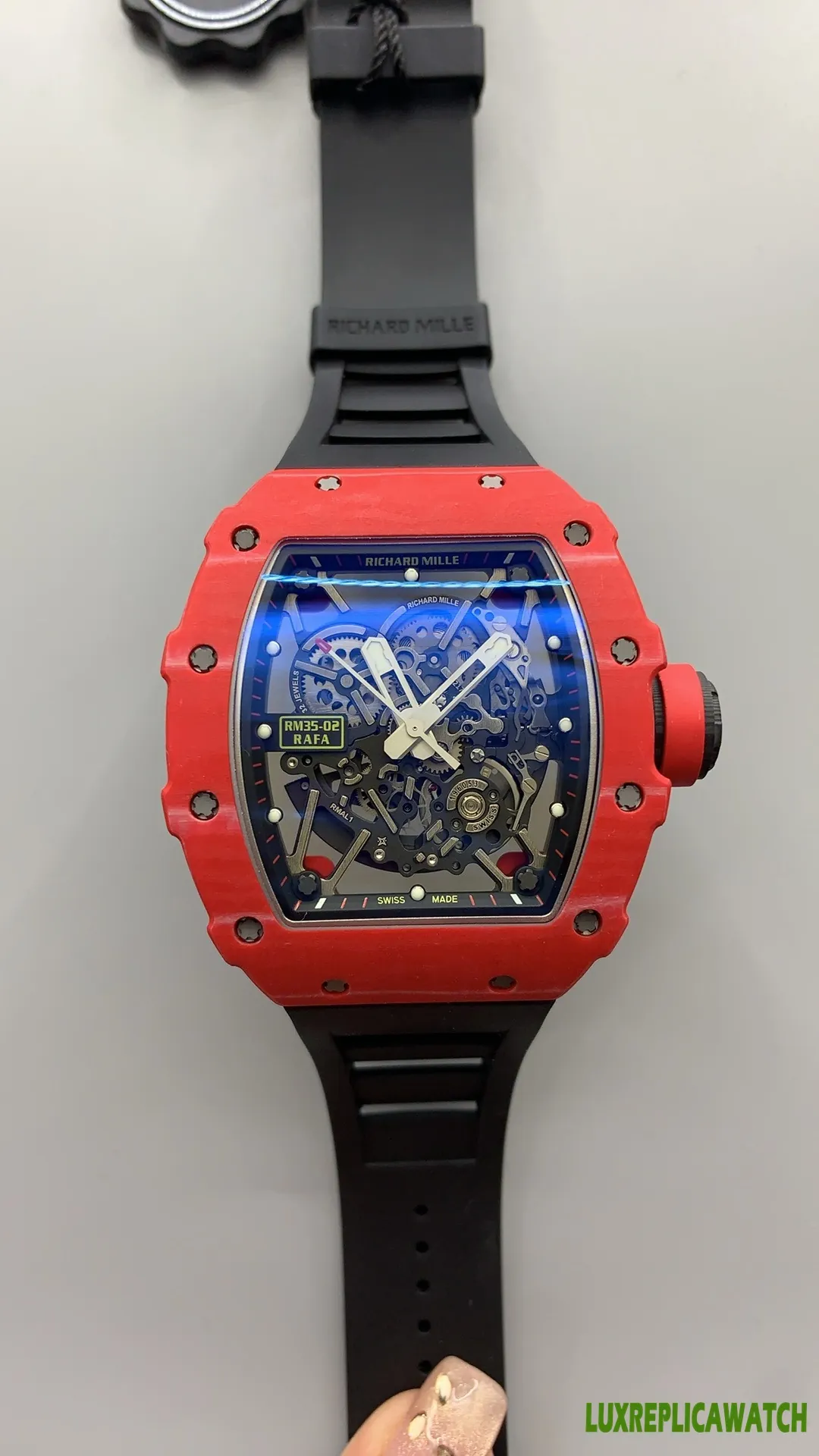 Richard Mille RM35-02 Rafa Replica Watches 50mm Mens Blue Dial Rubber Strap 1:1 Clone Watch