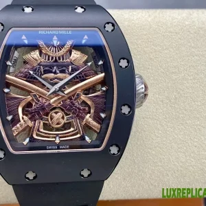 Richard Mille RM47 Replica Watches 45mm Mens Black Dial Rubber Strap 1:1 Clone Watch