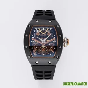 Richard Mille RM 47 Replica Watches 45mm Mens Brown Dial Rubber Strap 1:1 Clone Watch