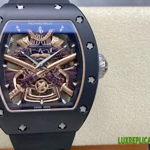 Richard Mille RM47 Replica Watches 45mm Mens Brown Dial Rubber Strap 1:1 Clone Watch