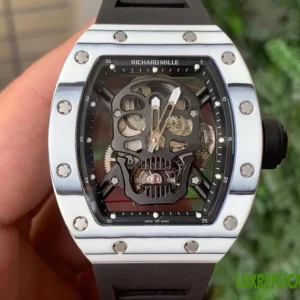 Richard Mille Skull Collection Replica Watches 52mm Mens Black Dial Rubber Strap 1:1 Clone Watch